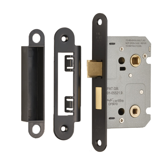 64Mm Bathroom Lock - 5Mm Follower - 57Mm C/C - Radius - Matt Black