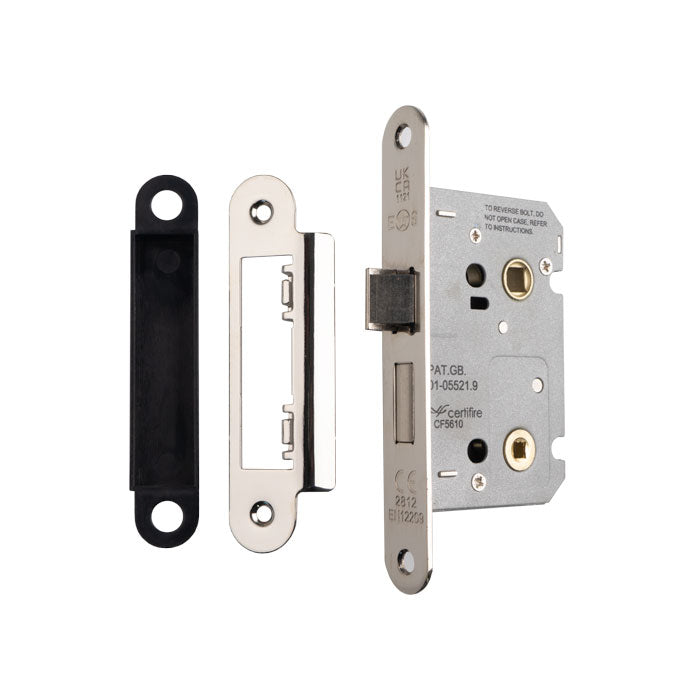 64Mm Bathroom Lock - 5Mm Follower - 57Mm C/C - Radius - Nickel Plated