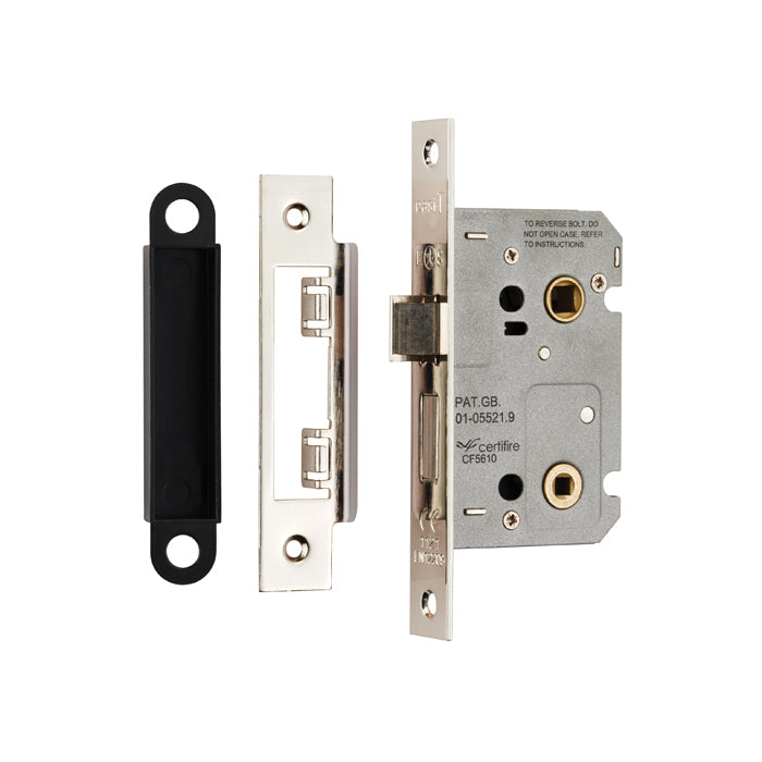 64Mm Bathroom Lock - 5Mm Follower - 57Mm C/C - Square - Nickel Plated