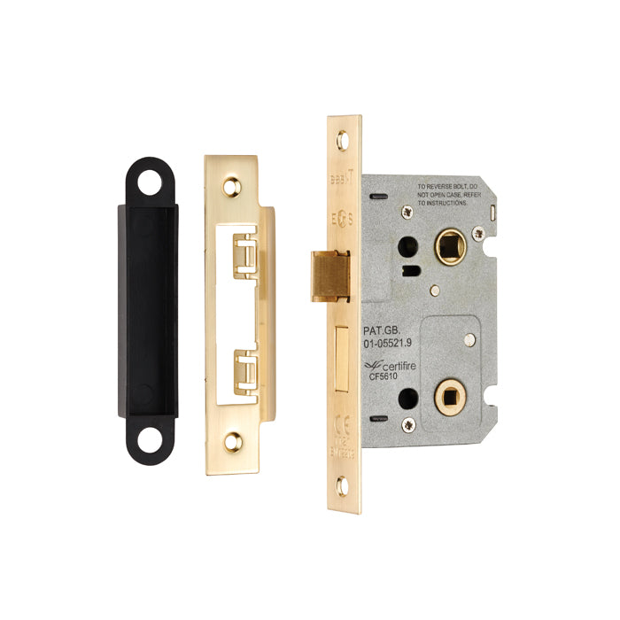 64Mm Bathroom Lock - 5Mm Follower - 57Mm C/C - Square - Satin Brass