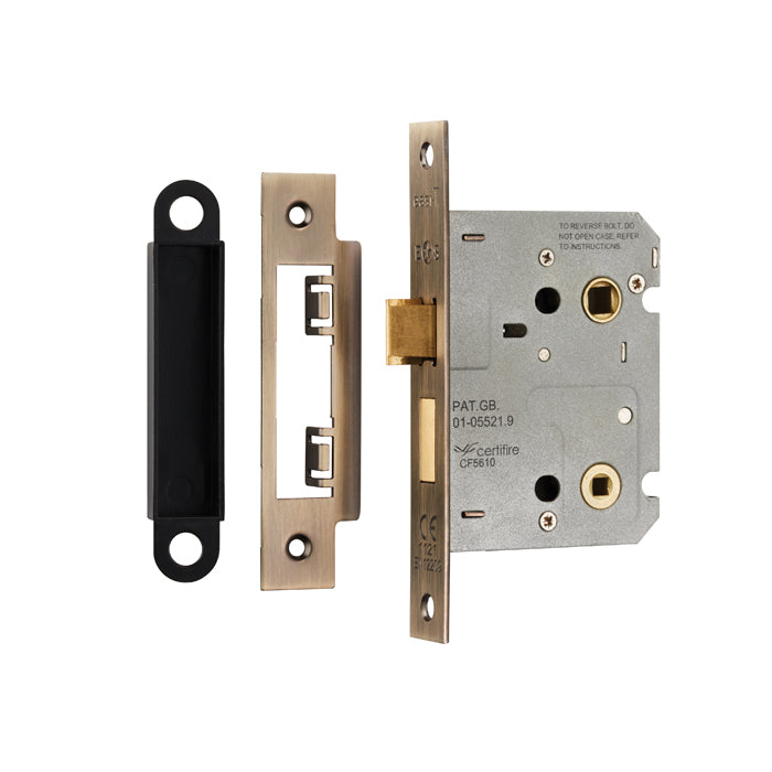 76Mm Bathroom Lock - 5Mm Follower - 57Mm C/C - Square - Antique Brass