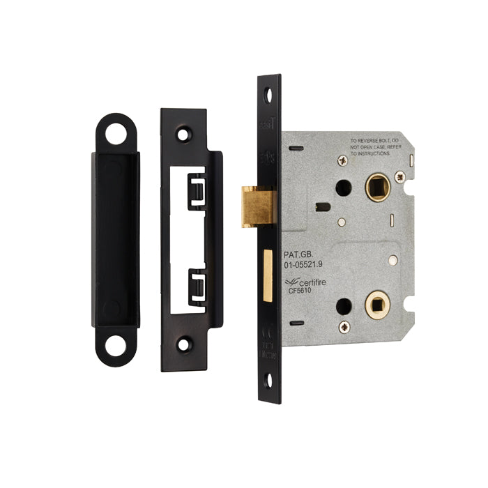 76Mm Bathroom Lock - 5Mm Follower - 57Mm C/C - Square - Matt Black