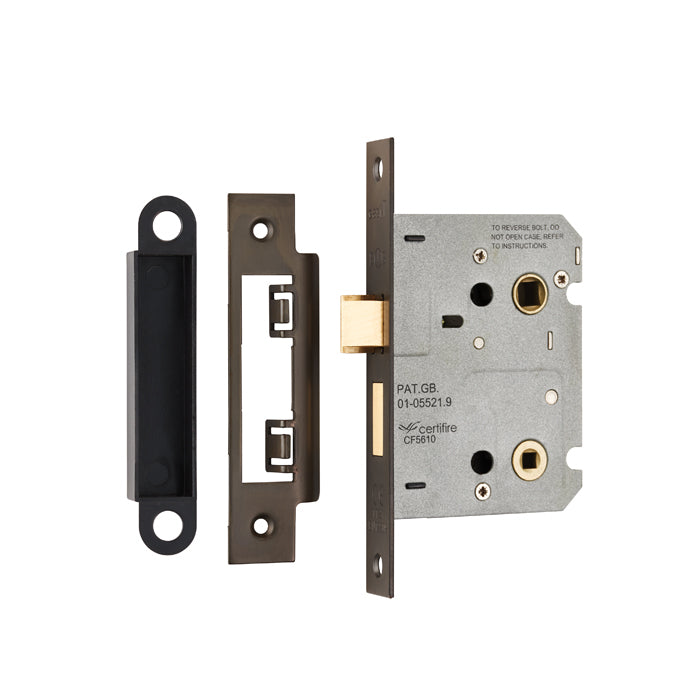 76Mm Bathroom Lock - 5Mm Follower - 57Mm C/C - Square - Matt Bronze