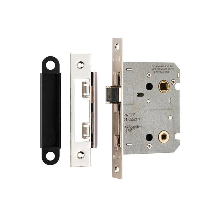 76Mm Bathroom Lock - 5Mm Follower - 57Mm C/C - Square - Nickel Plated