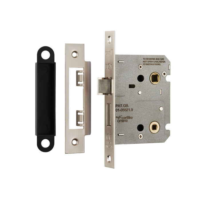 76Mm Bathroom Lock - 5Mm Follower - 57Mm C/C - Square - Blister Pack - Satin Nickel