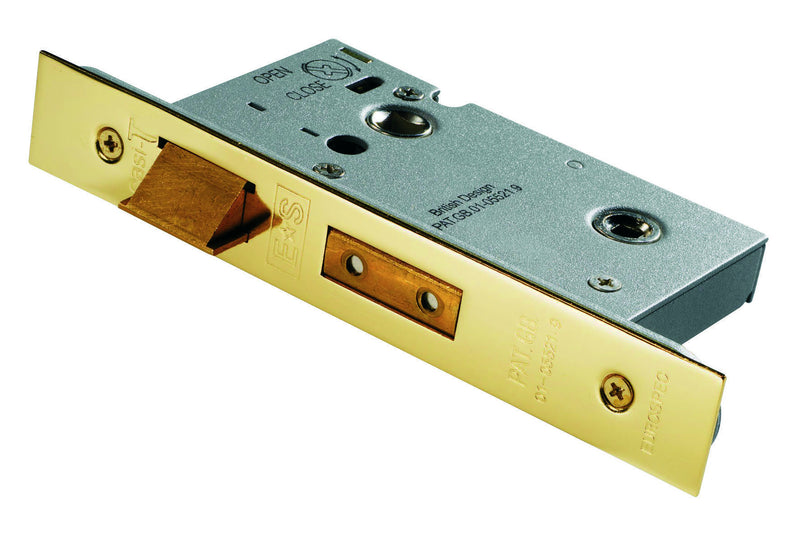 64Mm Heavy Duty Bathroom Lock - 5Mm Follower - 57Mm C/C - Square - Stainless Brass