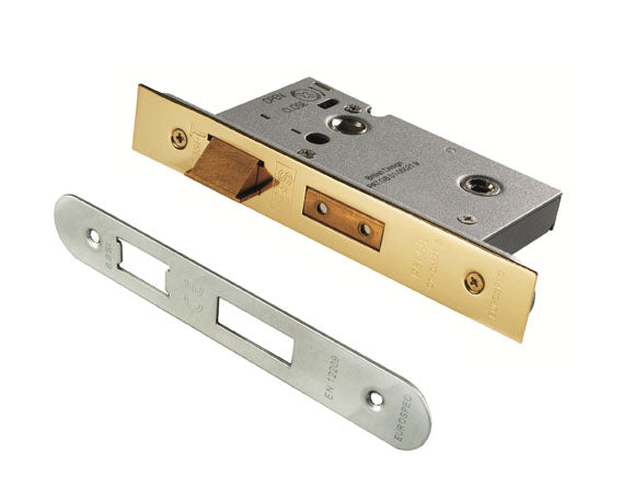 76Mm Heavy Duty Bathroom Lock - 5Mm Follower - 57Mm C/C - Radius - Satin Stainless Steel