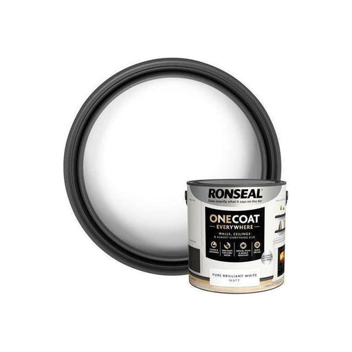Ronseal One Coat Everywhere Interior Paint Pure Brilliant White Matt 2.5 litre Ronseal - RockBottom Nothampton