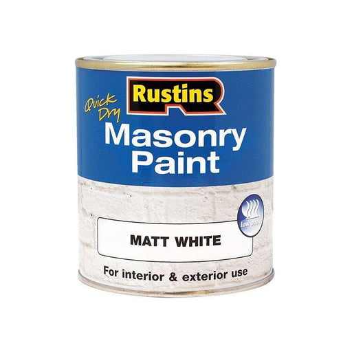 Rustins Quick Dry Masonry Paint Matt White 500ml Rustins - RockBottom Nothampton