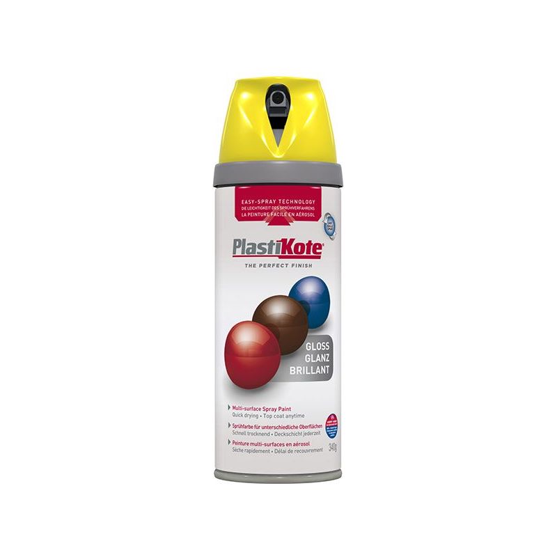 Plastikote Twist & Spray Gloss New Yellow 400ml PlastiKote - RockBottom Nothampton