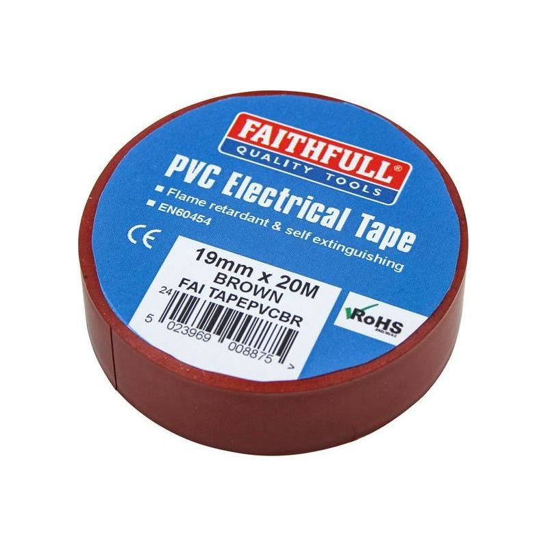 Faithfull PVC Electrical Tape Brown 19mm x 20m Faithfull - RockBottom Northampton