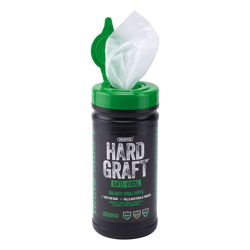Draper Draper Hard Graft Anti-Viral Wipes (Tub of 100) Draper - Town Tools