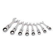 Draper HI-TORQ Metric Stubby Flexible Head Ratchet Combination Spanner Set (8 Piece) Draper - Town Tools