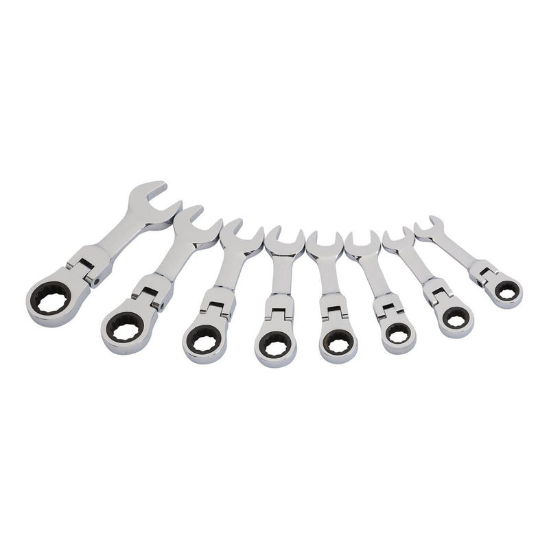 Draper HI-TORQ Metric Stubby Flexible Head Ratchet Combination Spanner Set (8 Piece) Draper - Town Tools