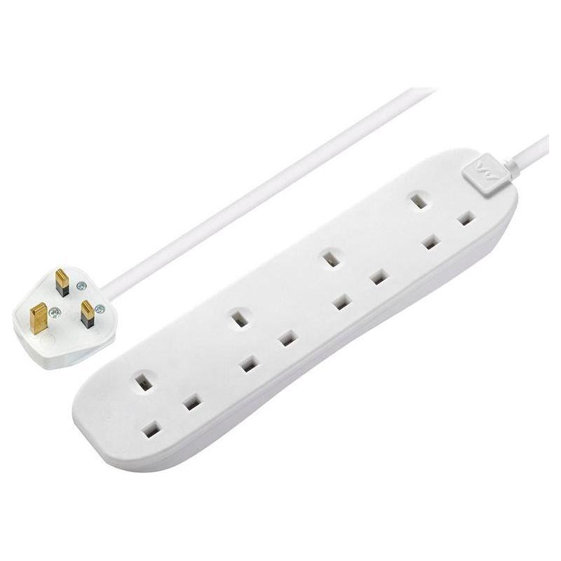 Masterplug Extension Lead 240V 4-Gang 13A White 5m Masterplug - RockBottom Northampton