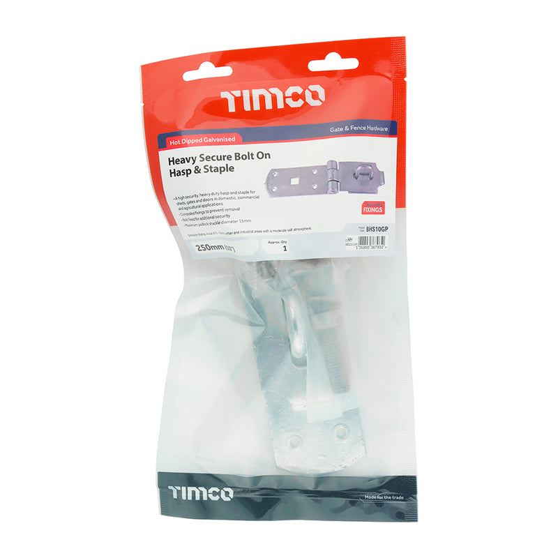 TIMCO Heavy Duty Hasp & Staple Secure Bolt On — Bag