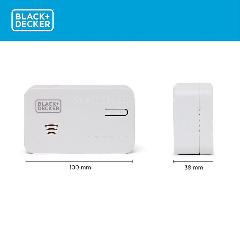Black + Decker Carbon Monoxide Alarm 2 Pack. 10 Year Sealed Lithium Battery Life.
