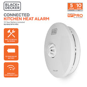 Black + Decker Connected Kitchen Heat Alarm Wirelessly Interlinked. 10 Year Sealed Lithium Battery Life. Wirelessly Connect