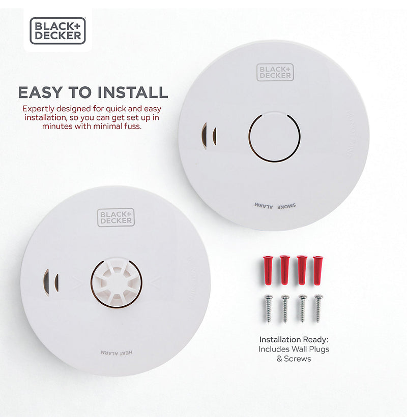 Black + Decker Connected Kitchen Heat Alarm Wirelessly Interlinked. 10 Year Sealed Lithium Battery Life. Wirelessly Connect
