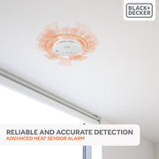 Black + Decker Connected Kitchen Heat Alarm Wirelessly Interlinked. 10 Year Sealed Lithium Battery Life. Wirelessly Connect