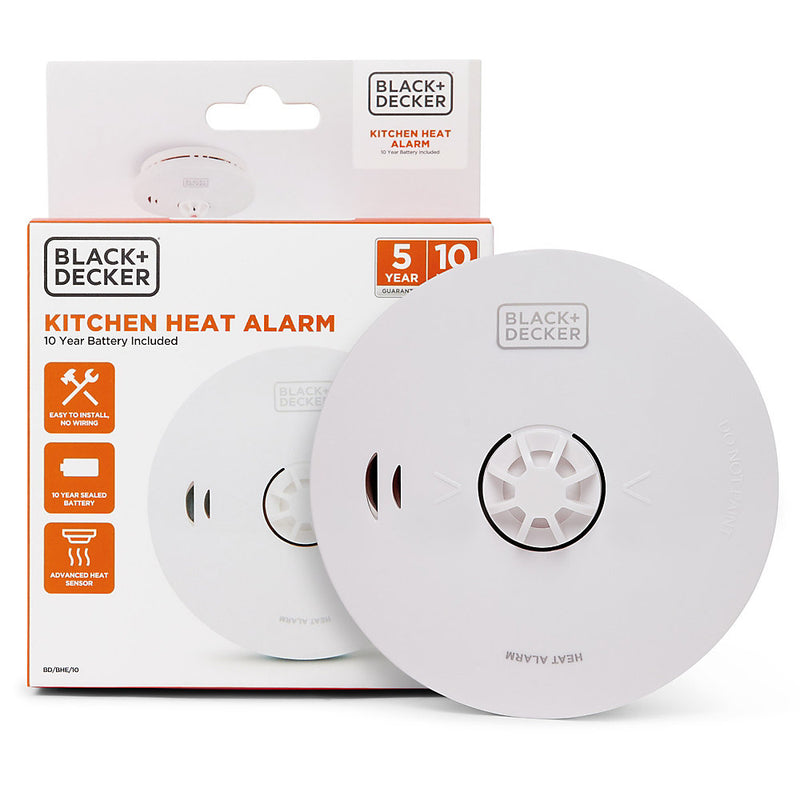 Black + Decker Kitchen Heat Alarm. 10 Year Sealed Lithium Battery Life.