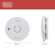 Black + Decker Smoke Alarm. 10 Year Sealed Lithium Battery Life. Optical Sensor.
