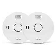 Black + Decker Smoke Alarm 2 Pack. 10 Year Sealed Lithium Battery Life. Optical Sensor.