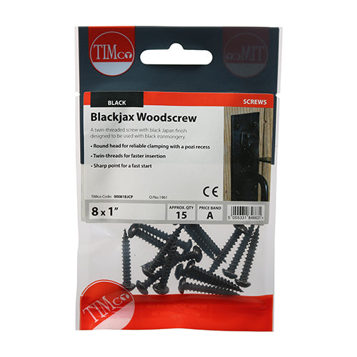 TIMCO Twin-Threaded Round Head Black Woodscrews — Trade Pack