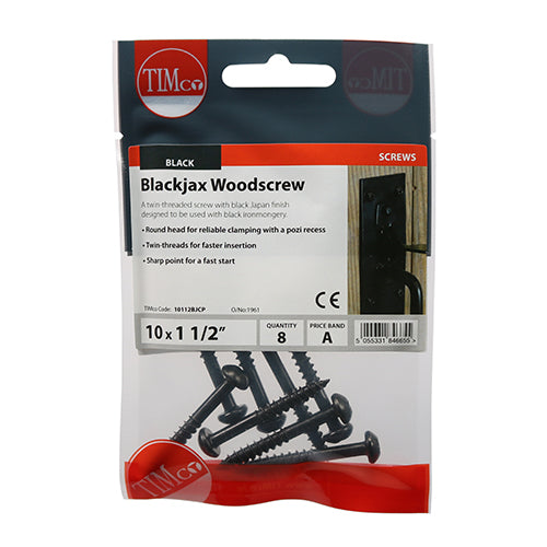 TIMCO Twin-Threaded Round Head Black Woodscrews — Trade Pack