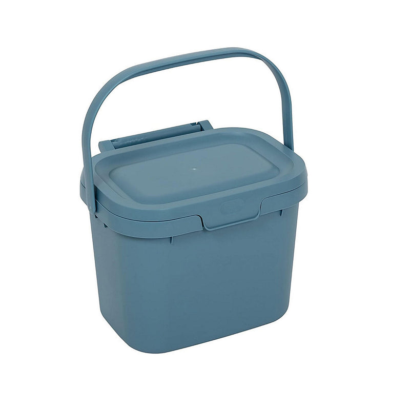 Blue Kitchen Caddy Food Waste Bin Compact Worktop Composting Bin Storage 4.5L