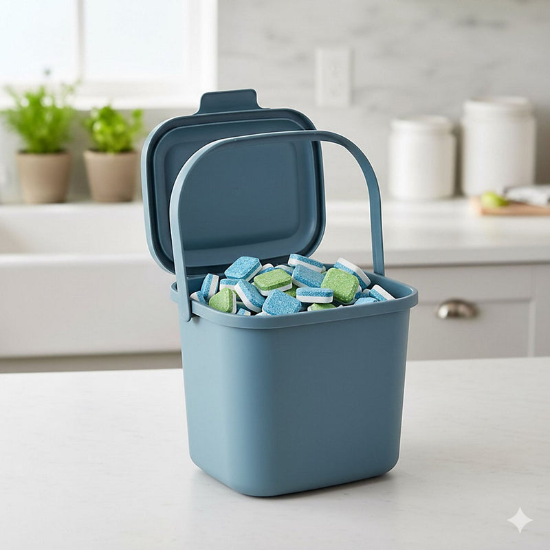 Blue Kitchen Caddy Food Waste Bin Compact Worktop Composting Bin Storage 4.5L