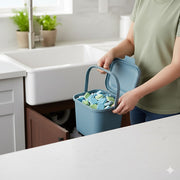 Blue Kitchen Caddy Food Waste Bin Compact Worktop Composting Bin Storage 4.5L