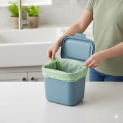 Blue Kitchen Caddy Food Waste Bin Compact Worktop Composting Bin Storage 4.5L