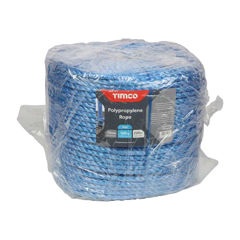 TIMCO Blue Polypropylene Rope on Winder - 10mm x 10m