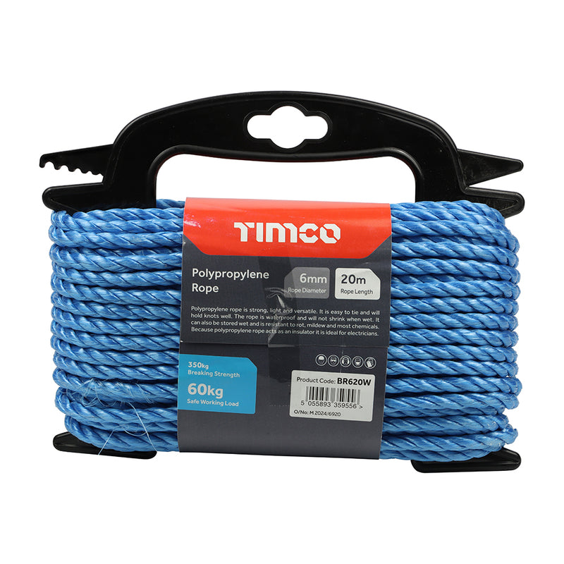 TIMCO Blue Polypropylene Rope on Winder - 10mm x 10m