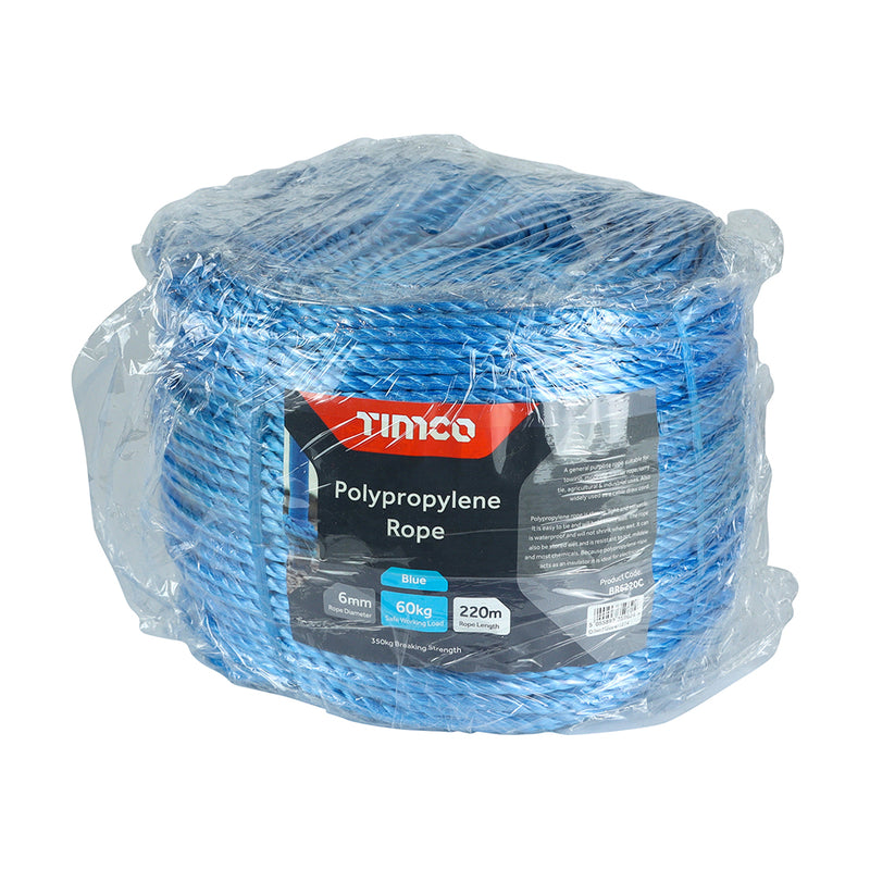 TIMCO Blue Polypropylene Rope on Winder - 10mm x 10m