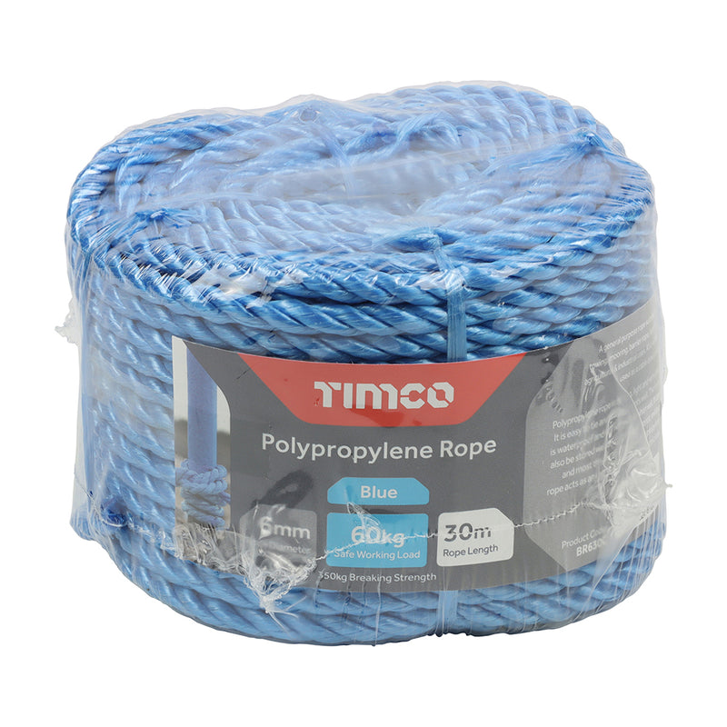 TIMCO Blue Polypropylene Rope on Winder - 10mm x 10m