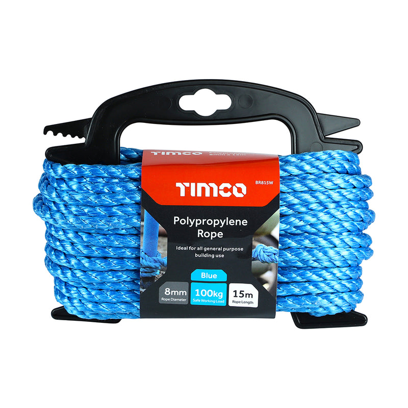 TIMCO Blue Polypropylene Rope on Winder - 10mm x 10m
