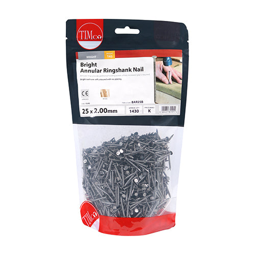TIMCO Annular Ringshank Nails Bright — 1kg Bag