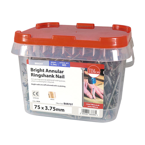 TIMCO Annular Ringshank Nails Bright — 2kg Tub