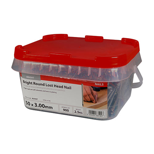 TIMCO Round Lost Head Nails Bright — 2kg Tub