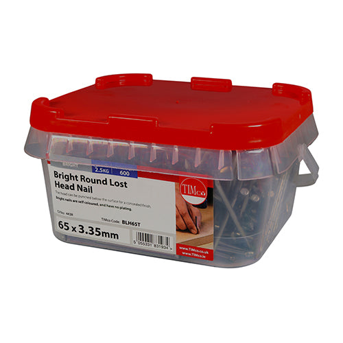 TIMCO Round Lost Head Nails Bright — 2kg Tub