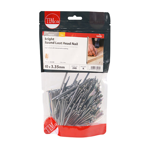 TIMCO Round Lost Head Nails Bright — 1kg Bag