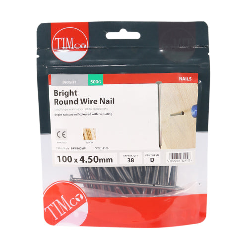 TIMCO Round Wire Nails Bright — Small Bag