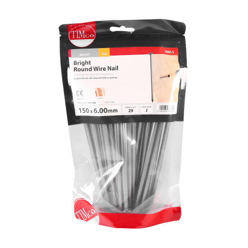 TIMCO Round Wire Nails Bright — 1kg Bag