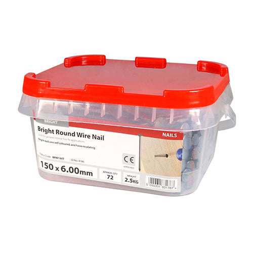 TIMCO Round Wire Nails Bright — 2kg Tub