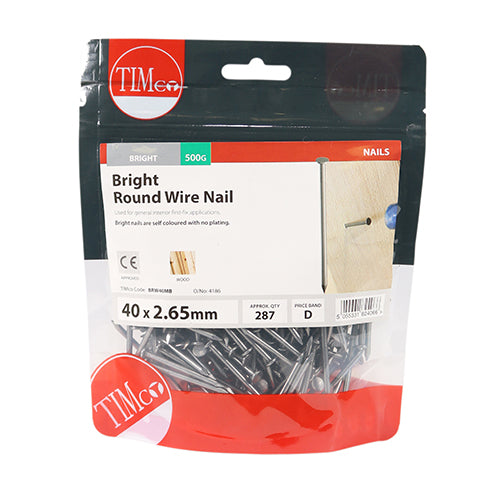 TIMCO Round Wire Nails Bright — Small Bag