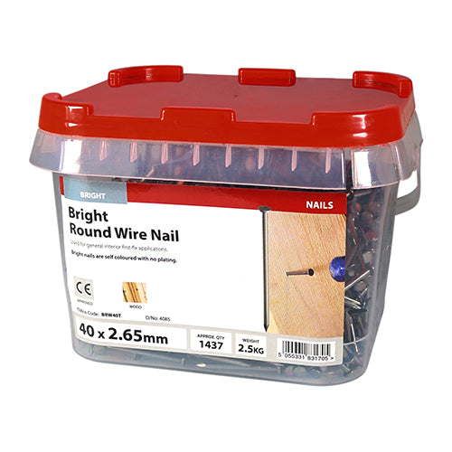 TIMCO Round Wire Nails Bright — 2kg Tub