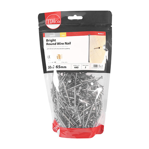 TIMCO Round Wire Nails Bright — 1kg Bag