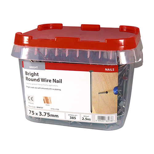 TIMCO Round Wire Nails Bright — 2kg Tub